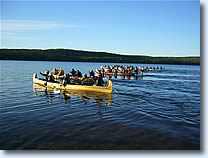 Cedar Strip Canoe leaving in the early morning